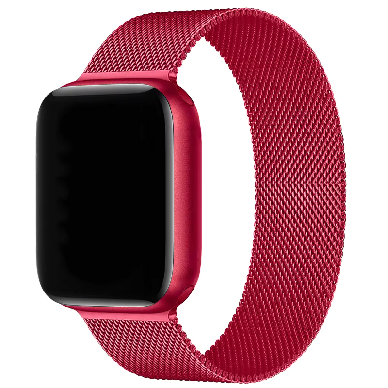 Loop Metal Hasır 41/40/38 Mm Series 10(42MM)/9/8/7/6/5/4/3/se Uyumlu Kordon Kırmızı