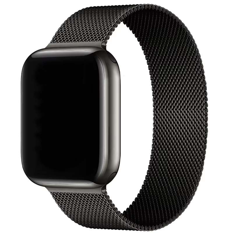 Loop Metal Hasır 41/40/38 Mm Series 10(42MM)/9/8/7/6/5/4/3/se Uyumlu Kordon Siyah