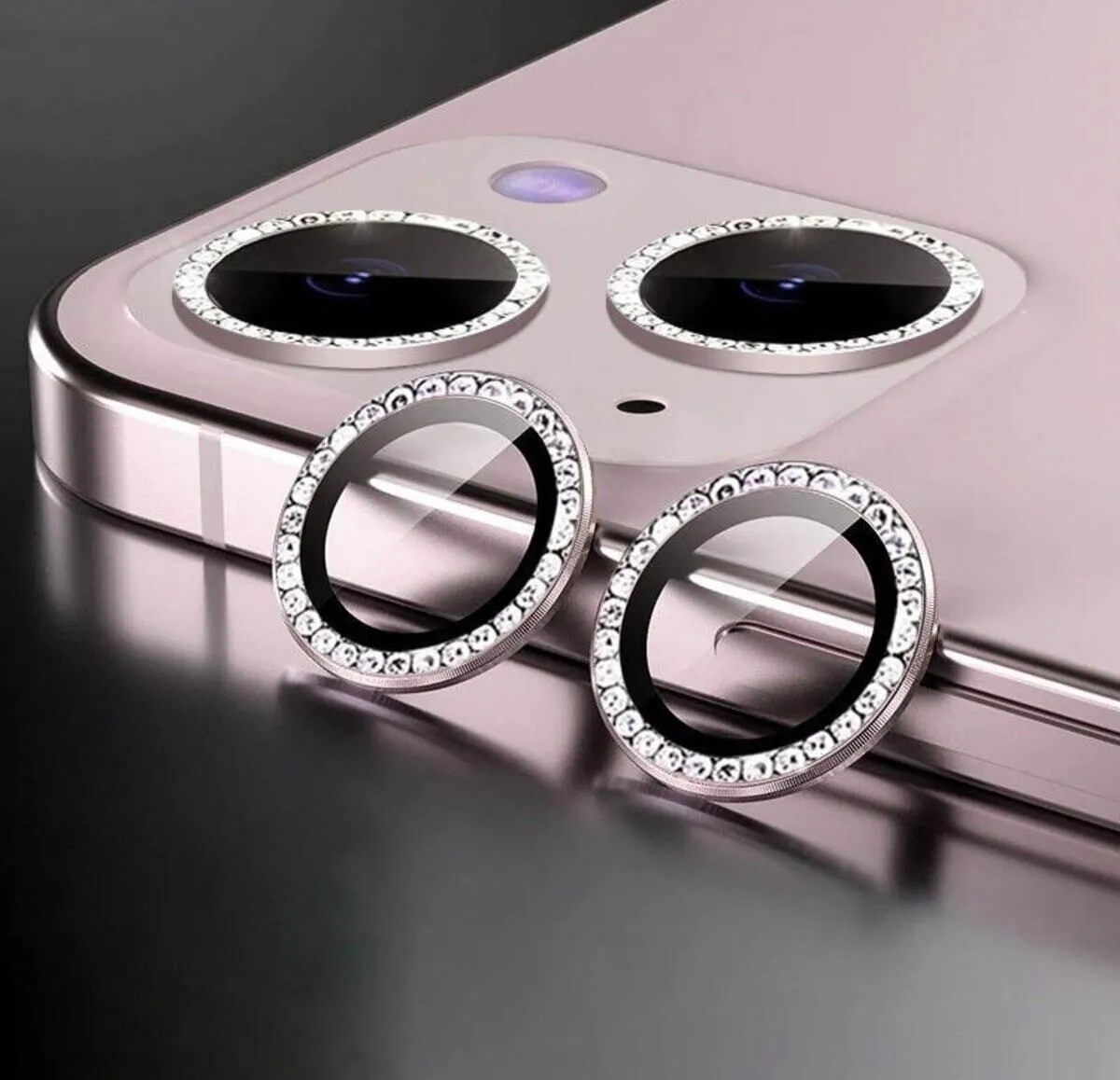 Safir Taşlı Kamera Lens Koruyucu Pink