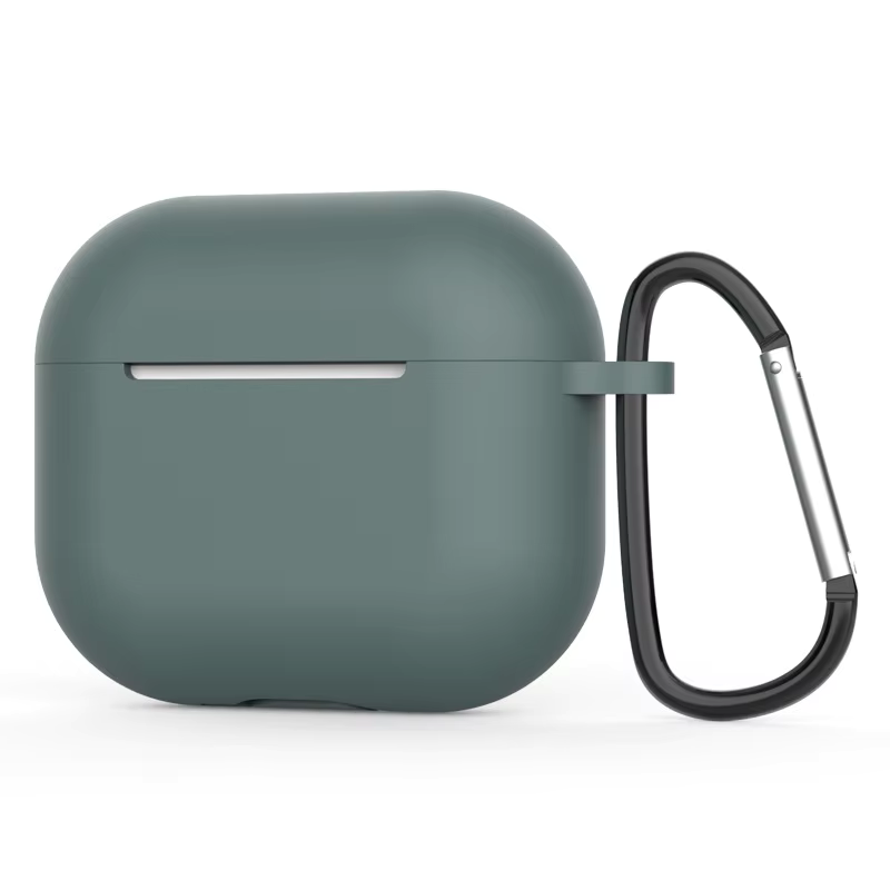 Airpods Uyumlu Silikon Kancalı Kılıf Haki
