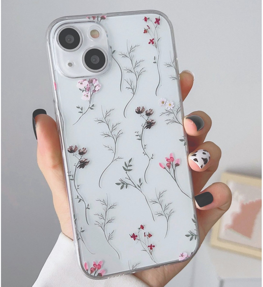 Mor Çiçek Desenli 2MM Lüx Şeffaf Telefon Kılıfı