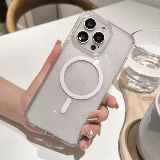 Simli Magsafe Destekli Sert Mika Sararmayan Telefon Kılıfı