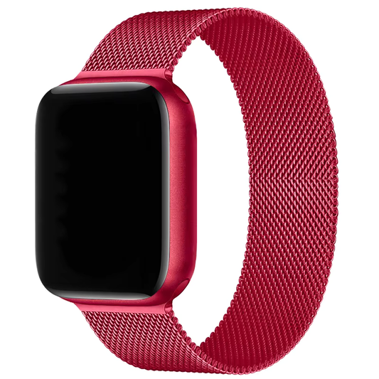 Loop Metal Hasır 41/40/38 Mm Series 10(42MM)/9/8/7/6/5/4/3/se Uyumlu Kordon Kırmızı