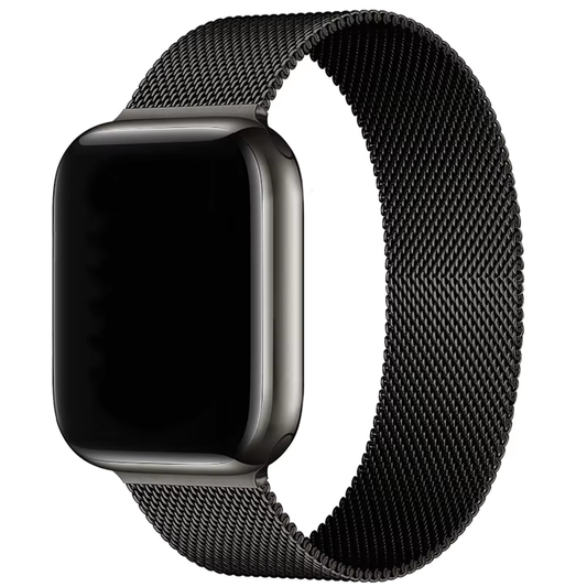 Loop Metal Hasır 41/40/38 Mm Series 10(42MM)/9/8/7/6/5/4/3/se Uyumlu Kordon Siyah