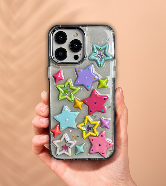 Blob Shiny Stars Desenli Premium Lüx Epoksi 3D Kılıf 4